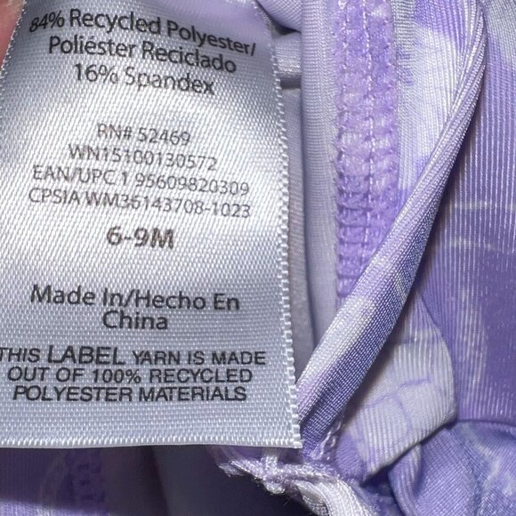 NWT Wonder Nation Baby Zip Rashie Lavender Sky Squares Size 6-9M - Picture 4 of 5